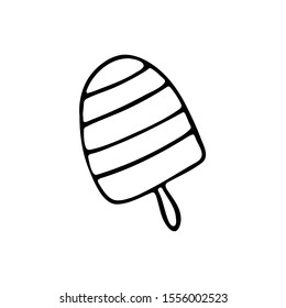 Ice cream popsicle. Doodle style. Vector. Drawn by hand. Isolated circuit. Decor element. Children's illustration
