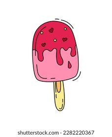 Ice cream popsicle doodle Vector color illustration isolated on white 