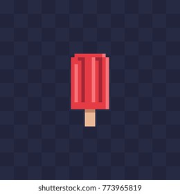 Ice cream popsicle flat icon. Pixel art style. Web site design. 8-bit. Video game sprite. Isolated abstract vector illustration. Game assets.