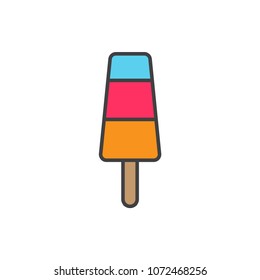 Ice cream, popsicle flat line colored icon.