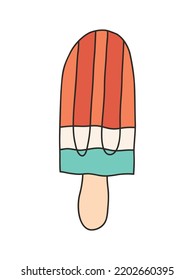 helado, palmita, hielo de frutas - ilustración vectorial en estilo de dibujos animados. Objetos aislados en fondo blanco. Icono aislado del vector.