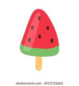 Ice cream popsicle hand drawn vector illustration isolated on white background. Watermelon ice cream clip art.