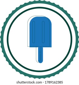ice cream or popsicle icon in blue tone, white background with black lines