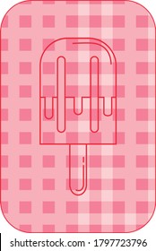 ice cream or popsicle icon with chocolate filling with red lines. pink background