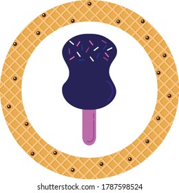 ice cream or popsicle icon with colorful sparks. white background with yellow texture