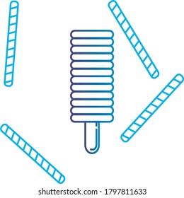 ice cream or popsicle icon with various flavors degraded blue lines. white background