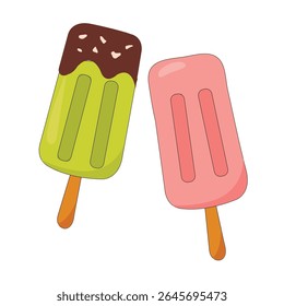 ice cream popsicle on a stick on a white background isolate