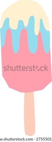 Ice cream popsicle on a stick with melting layers and torn paper texture, crafted in collage style. Symbol of summer, sweetness, nostalgia, and treat craving. Cartoon vector illustration.