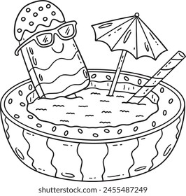 Ice Cream Popsicle on a Watermelon Pool Isolated 
