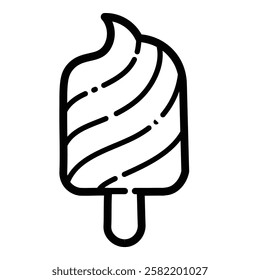 Ice Cream Popsicle Outline Icon Isolated On White Background