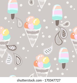 Ice cream and Popsicle ~ seamless background 