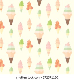 Ice cream and popsicle seamless pattern on plain background