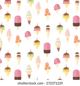 Ice cream and popsicle seamless pattern on white background