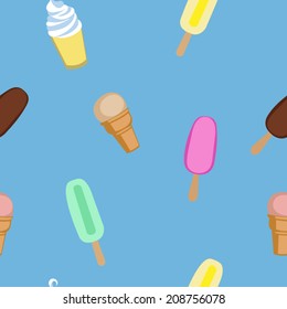 Ice cream and Popsicle seamless vector pattern 