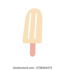 Sorvete e picolé em estilo doodle simples, sobremesa congelada doce frio, sorvete, comida de verão, lanche e crianças esboço desenho, infantil isolado no fundo branco plana vetor ilustração.