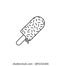 Ice cream popsicle with sprinkles vector line icon for Sprinkle Day on July 23rd. Sweet cold refreshment outline symbol