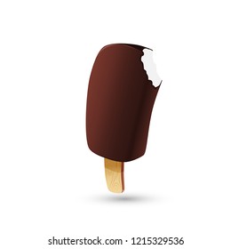 ice cream popsicle sundae with chocolate - vector illustration.