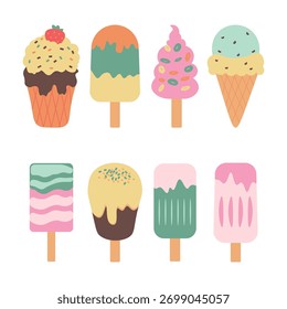 Sorvete e Conjunto de Vetores de Picolé