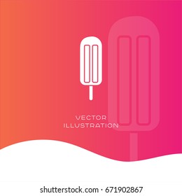 Ice cream popsicle vector silhouette icon on gradient background. Summer flat illustration