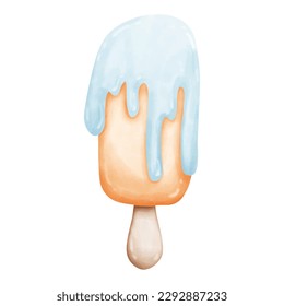 Ice cream or popsicle watercolor painting. Vector illustration design.