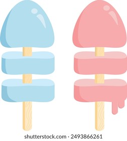 ice cream popsicle. Ice cream with wooden stick.  Isolated background.