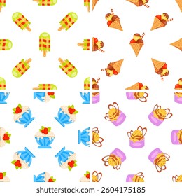 Ice cream and popsicles creating a colorful and refreshing seamless pattern