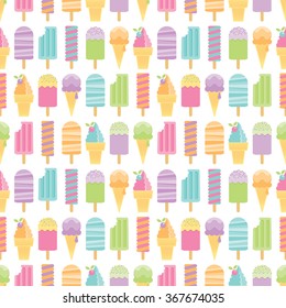 Ice Cream and Popsicles Seamless Background Vector Pattern