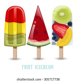 Ice cream popsicles vector color watermelon fruit