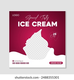 Ice cream post template social media post template design