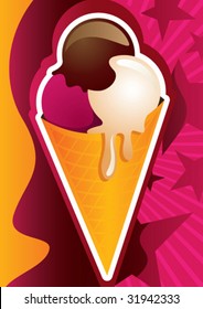 Ice cream poster with abstraction. Vector illustration.