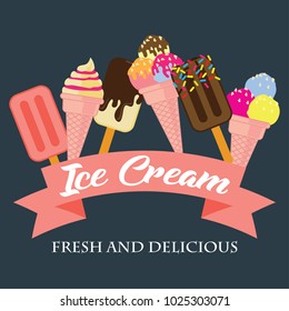 ice cream poster and banner. vector illustration