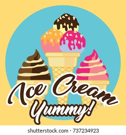 ice cream poster and banner. vector illustration
