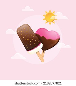 Ice cream poster design for summer time event or ice cream commercial. Vector illustration.