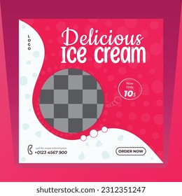 Plantilla de diseño de afiches de helado, banner promocional del sitio web.