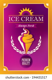 Ice cream poster design. Vector illustration.