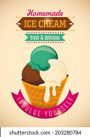 Ice cream poster design. Vector illustration.