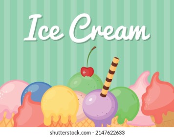 ice cream poster flat style