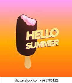 ice cream poster with hello summer inscription