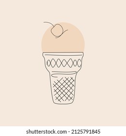 Ice cream poster in linear style. Modern abstract illustration 3