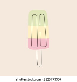 Ice cream poster in linear style. Modern abstract illustration 