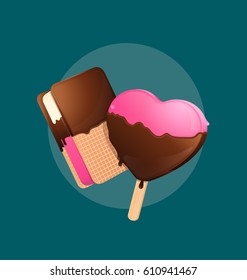 Ice cream poster. Retro banner. Vector illustration.