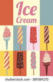 Ice cream poster. Vector.