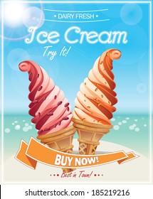 Ice Cream Poster. Vector Illustration.