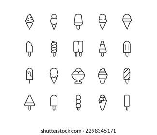 ice cream premium line icons. Pack of outline objects for web and UIUX design. Icon collection