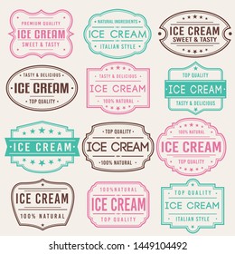 Ice Cream Premium Quality Stamp. Frames. Grunge Design. Icon Art Vector. Old Style Frames.