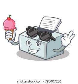 With ice cream printer character cartoon style