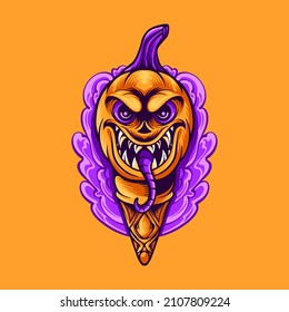 Ice Cream Pumpkin Illustration for your business or merchandise