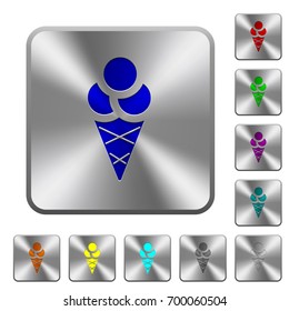 Ice cream push buttons engraved icons on rounded square glossy steel buttons