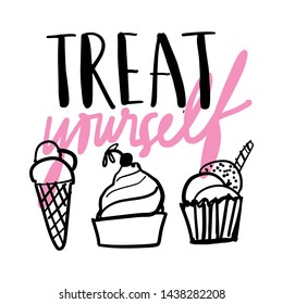 Ice cream quote. Hand lettering illustration for menu, cafe, banner
