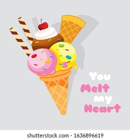 Ice Cream with Quotes Vector Illustration, Can be use as Poster, Card, T-shirt Design